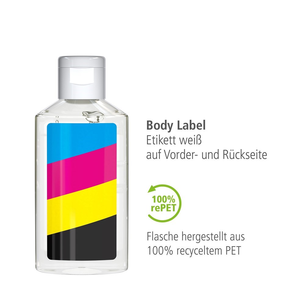 Hände-Desinfektionsgel (DIN EN 1500), 50 ml, Body Label (R-PET)