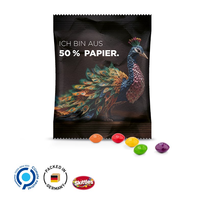 Minitüte,10 g, Folie mit 50% Papieranteil,  weiß, Skittles Fruits Kaubonbons