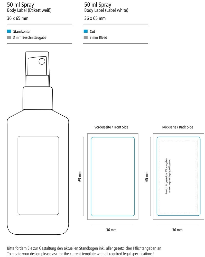 Hände-Desinfektionsspray (DIN EN 1500), 50 ml, Body Label (R-PET)