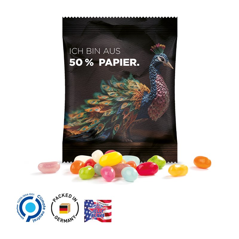 Minitüte, 10 g, Folie mit 50% Papieranteil, weiß, Jelly Beans